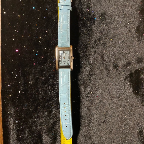 Ladies Beautiful Light Blue Gossip Genuine Leather Strap Rectangle Face Watch #1 - Picture 5 of 5